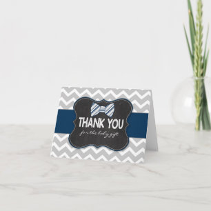 Bow Tie Chalkboard baby shower gift thank you note Card