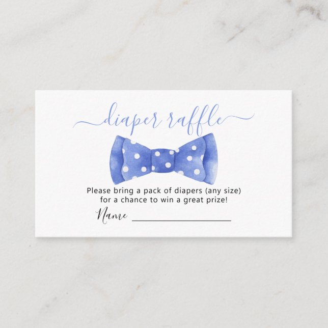 Bow tie Diaper Raffle Baby Shower Enclosure Card (Front)