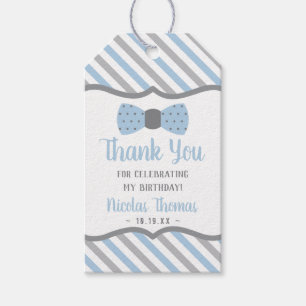 Bow Tie Favour Tag in Blue and Grey, Little Man