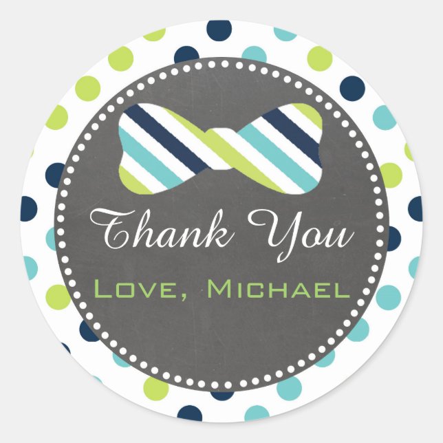 Bow Tie Gift Favour Label Blue Teal Green (Front)