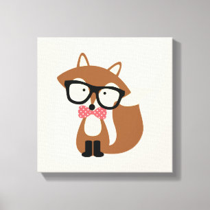 Bow Tie Hipster Brown Fox Canvas Print