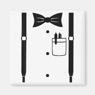 Bow Tie Suspenders Office Suit Carnival Costume  Magnet