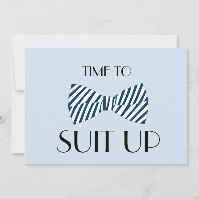 Bow Tie Time To Suit Up Groomsman Invitation Card (Front)