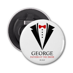 Bow Tie Tuxedo "Father of the Bride" Personalized Bottle Opener