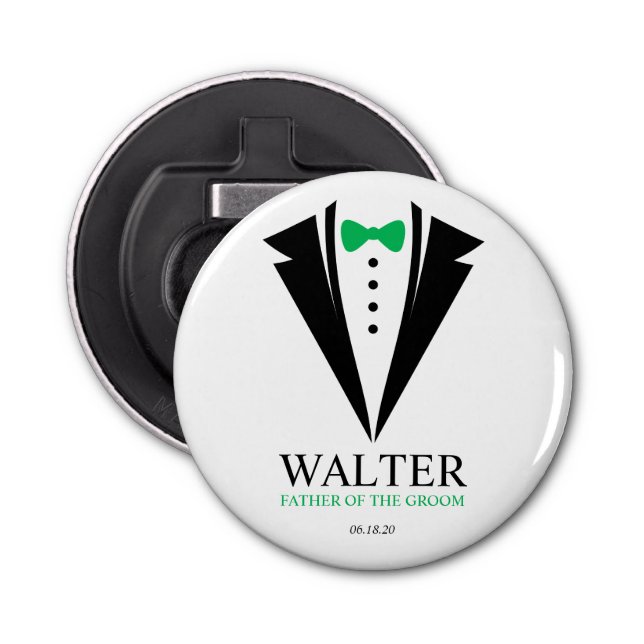 Bow Tie Tuxedo "Father of the Groom" Personalized Bottle Opener (Front)