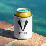 Bow Tie Tuxedo "Groom" Personalized Can Cooler<br><div class="desc">Bow Tie and Tuxedo personalized wedding party design.</div>