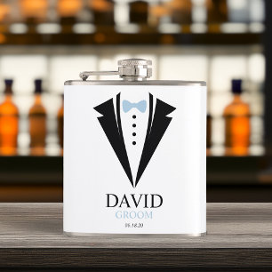 Bow Tie Tuxedo "Groom" Personalized Hip Flask