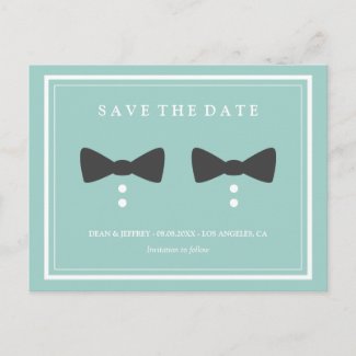 Bow Ties  - Gay Wedding Save the Date Announcement Postcard