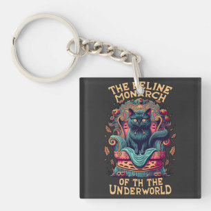 Bow to the Feline Monarch of the Underworld Spooky Keychain