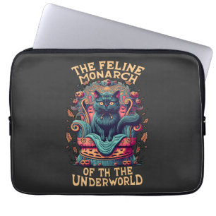 Bow to the Feline Monarch of the Underworld Spooky Laptop Sleeve