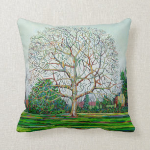Bow Tree Winter Throw Pillow