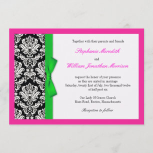 Bow vert Damas avec Faire-part de mariage rose cha