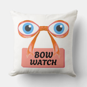 Bow Watch – Quirky Cartoon Throw Pillow