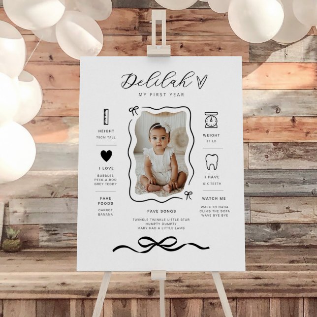 Bow Wavy Border Photo Milestone Poster (Creator Uploaded)