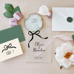 Bow whimsical hand drawn personalized acrylic invitations