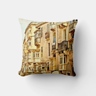 Bow windows in Maltamalta,window,antique,architect Throw Pillow