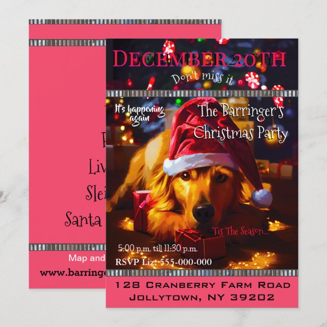 Bow Wow Big Santa Annual Christmas Party Invitation (Front/Back)