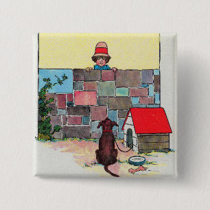 Bow-wow-wow! Whose dog art thou? Nursery Rhyme 2 Inch Square Button