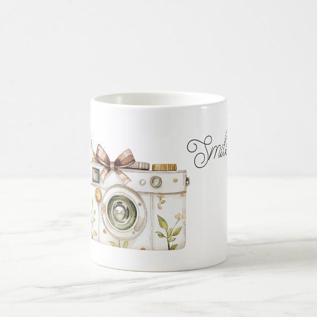 Bow Yellow Flowers Camera Coffee Mug (Center)