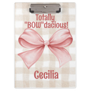 "Bowdacious" gingham with watercolor bow classic Clipboard