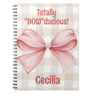 "Bowdacious" gingham with watercolor bow classic Notebook