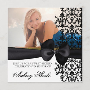 Bowed Damask Accented Invite [Black]