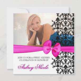 Bowed Damask Accented Invite [Pink]