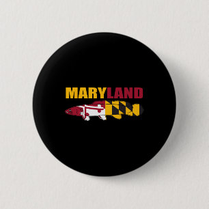 Bowfin Fish - Maryland State Flag Fishing 2 Inch Round Button