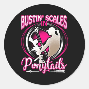 Bowfishing Bustin Scales In Ponytails Bow Fish Classic Round Sticker