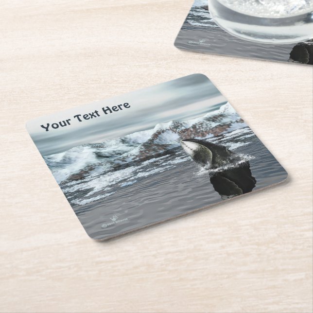 Bowhead Whale Square Paper Coaster (Angled)