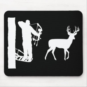 Bowhunter in Treestand Shooting Deer Mouse Pad