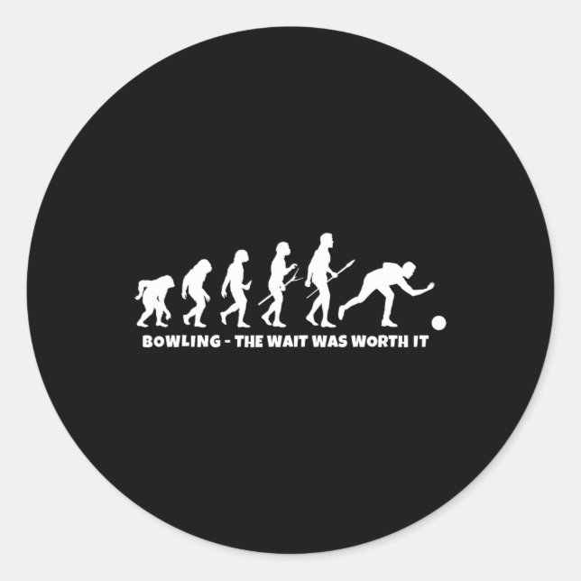 Bowing Evolution - Funny Bowler And Retro Bowling  Classic Round Sticker (Front)