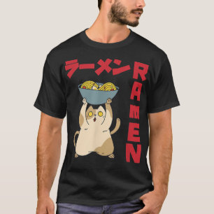Bowl Cat Ramen Anime Noodles Kawaii Japanese Sketc T-Shirt
