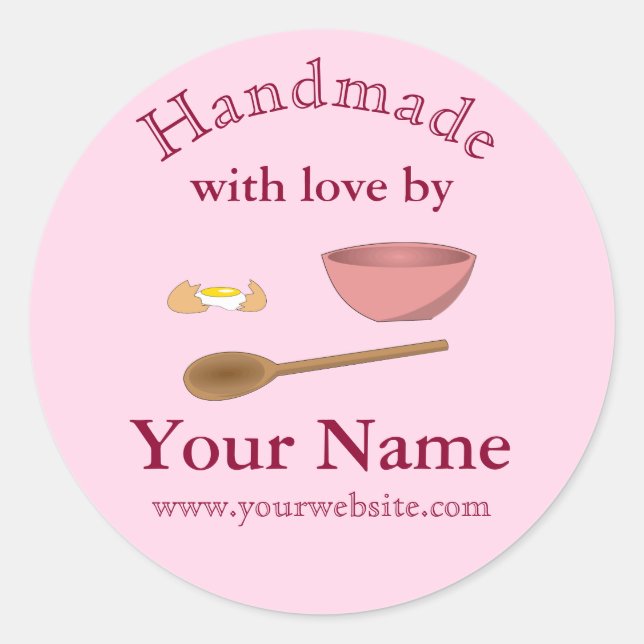 Bowl Handmade By Round Sticker Personalized Baking (Front)