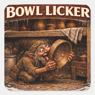 Bowl Licker Icelandic Yule Lad Square Sticker