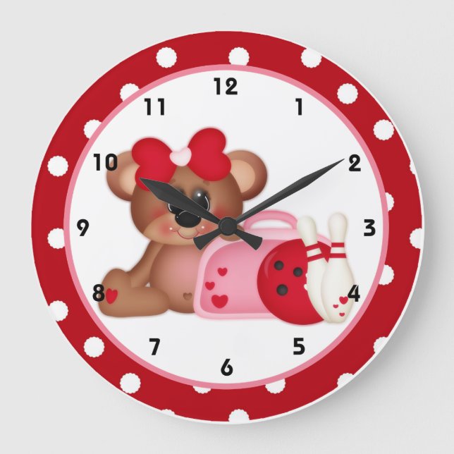Bowl Me Over Valentine's Day Wall Clock d3 (Front)