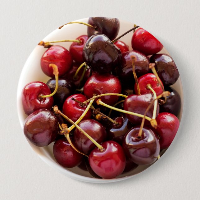 bowl of Cherries 4 Inch Round Button (Front)