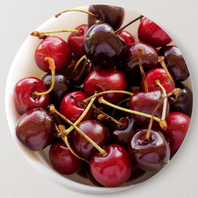 bowl of Cherries 6 Inch Round Button (Front)