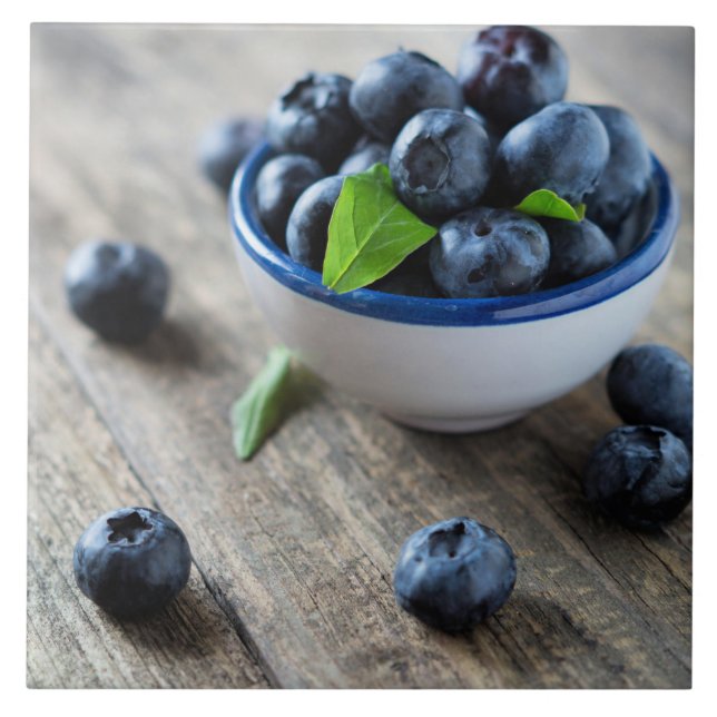 Bowl of Fresh Blueberries Tile (Front)