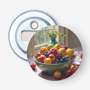 Bowl of fruit on table classical oil painting bottle opener
