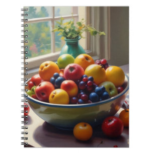 Bowl of fruit on table classical oil painting notebook