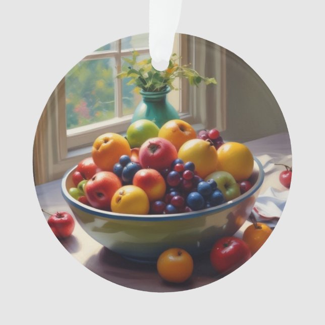 Bowl of fruit on table classical oil painting ornament (Front)