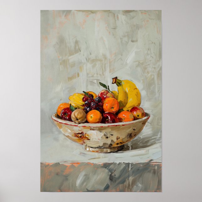 Bowl of Fruits Oil Painting Poster (Front)
