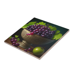Bowl of Grapes Print Tile