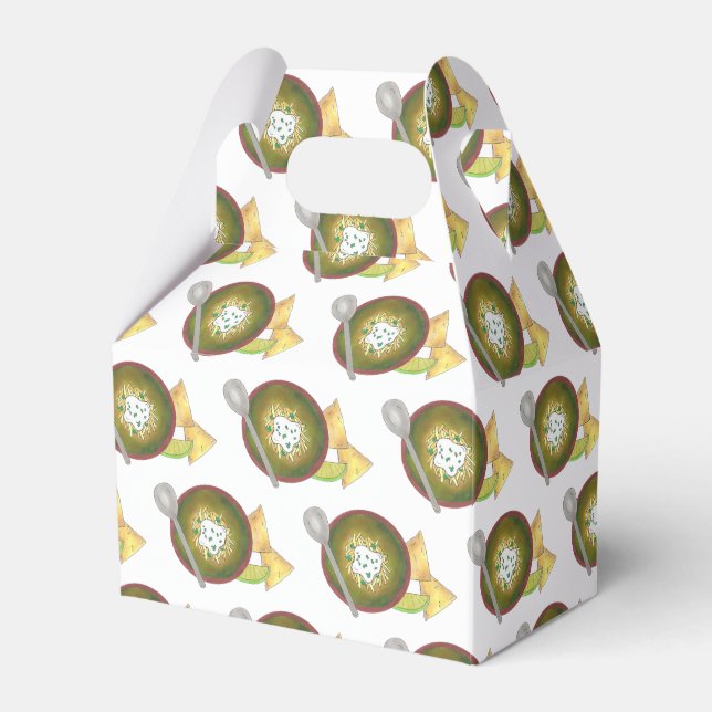 Bowl of Green Chili Chilli Chile Verde Cookoff Favor Box (Front Side)