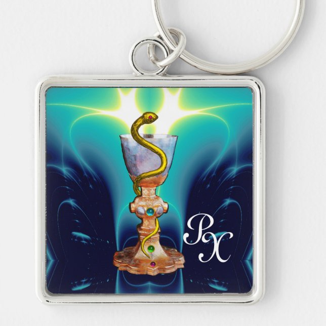 BOWL OF HYGEIA , MEDICINE ,PHARMACY MONOGRAM KEYCHAIN (Front)