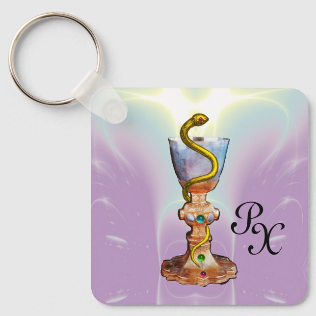 BOWL OF HYGEIA , MEDICINE ,PHARMACY MONOGRAM KEYCHAIN (Front)