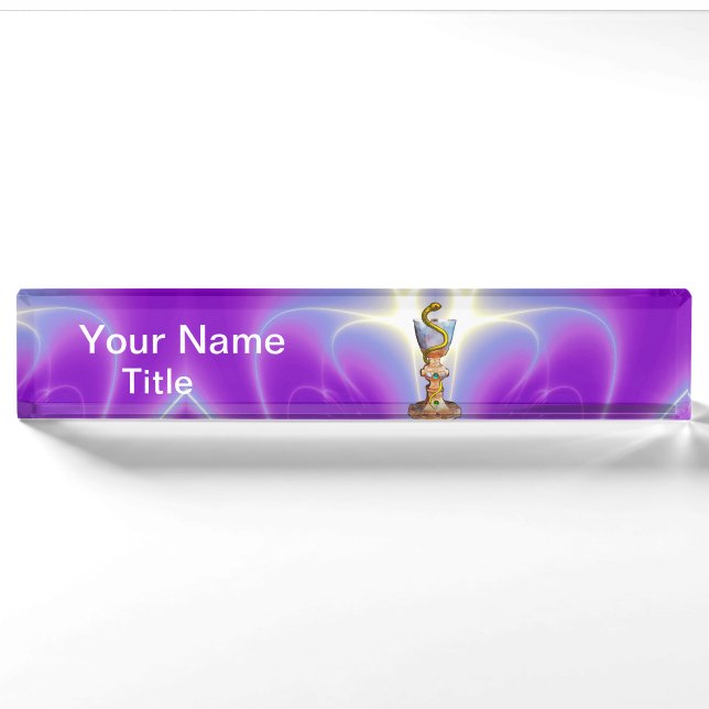 BOWL OF HYGEIA  Medicine, Pharmacy ,Purple Teal Nameplate (Front)