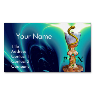 BOWL OF HYGEIA MONOGRAM Medicine, Pharmacy Blue Magnetic Business Card
