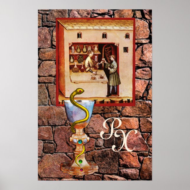 BOWL OF HYGEIA  MONOGRAM Medicine, Pharmacy Poster (Front)